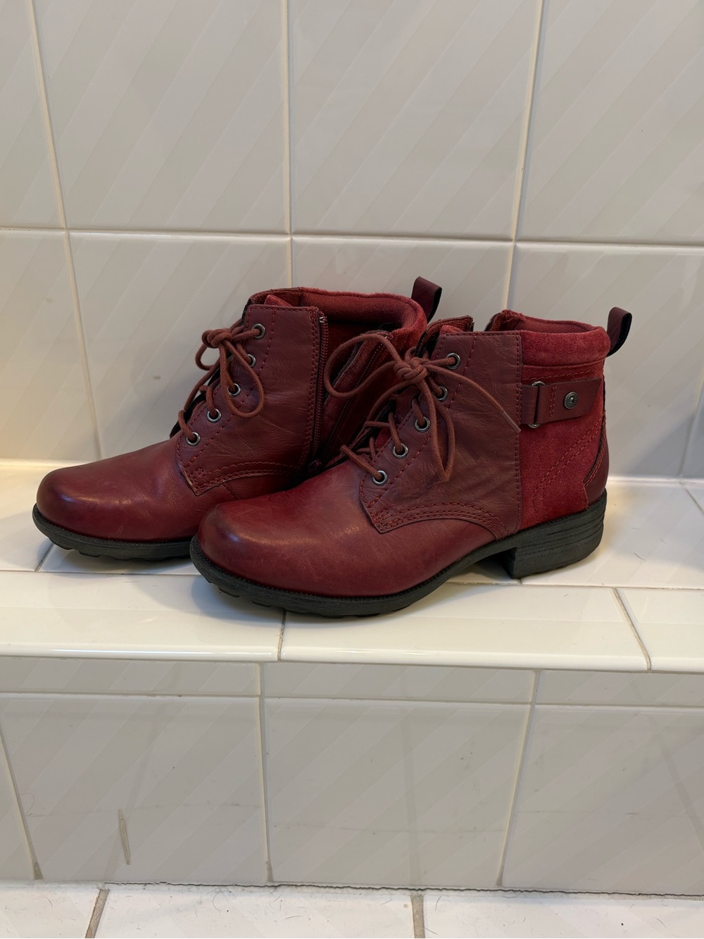 Earth Origins Burgundy Lace-Up Ankle Booties